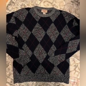 Vintage Wool Argyle Crewneck Sweater